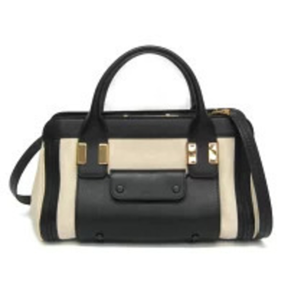 Chloe Alice Leather Handbag Shoulder Bag Black White